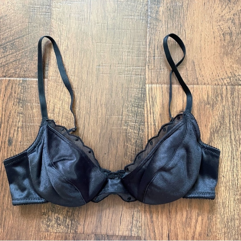 Dior Black Satin Triangle Bra